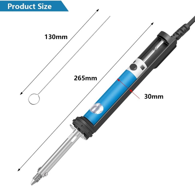HANDSKIT مضخة إزالة اللحام الكهربائية ومكواة إزالة اللحام مع مقبض شحن أقصر وفوهات شفط لإزالة اللحام من الثقوب لإصلاح اللحام - Image 2